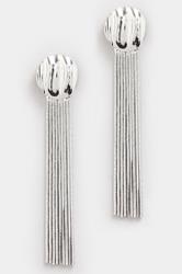 Silver Tone Textured Tassel Earrings | Yours Clothing 3