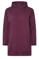 YOURS Curve Burgundy Red Seam Detail Hoodie