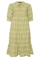 EVANS Curve Green Tie Neck Broderie Cotton Maxi Dress