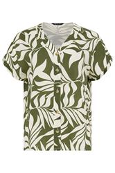 M&Co Khaki Green Leaf Print Short Sleeve Blouse | M&Co 5