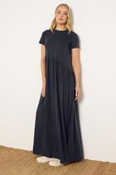 LTS Tall Women's Navy Blue Asymmetric Cotton Maxi Dress | Long Tall Sally 1