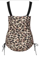 YOURS Plus Size Black Leopard Print Contrast Strap Ruched Swimsuit | Yours Clothing 10