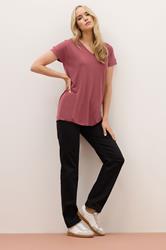 LTS PREMIUM Tall Coral Pink V-Neck Modal T-Shirts | Long Tall Sally 1