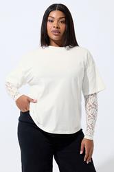LIMITED COLLECTION Plus Size White Lace Long Sleeve T-Shirt  | Yours Clothing 3