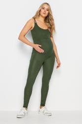 LTS Tall Women's Maternity Khaki Green Sleeveless Unitard Jumpsuit | Long Tall Sally 3