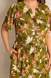 EVANS Plus Size Green Floral Tiered Dress | Evans 5
