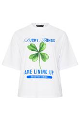LIMITED COLLECTION Curve White 'Lucky Things Are Lining Up' T-Shirt