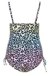YOURS Plus Size Black Pastel Leopard Print Bandeau Swimsuit | Yours Clothing 10