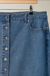 EVANS Plus Size Blue Button Through Denim Maxi Skirt | Evans 7