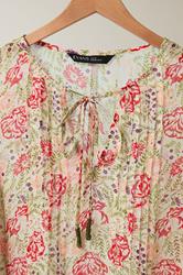 EVANS Plus Size Natural Brown Floral Tie Neck Blouse | Evans 7