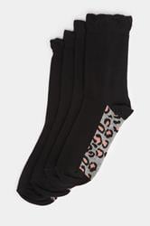 YOURS 4 PACK Plus Size Black Animal Print Ankle Socks | Yours Clothing 3