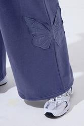 LIMITED COLLECTION Plus Size Navy Blue Embroidered Butterfly Wide Leg Joggers | Yours Clothing 4