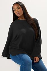YOURS Plus Size Black Soft Touch Ribbed Jumper | Yours Clothing 3