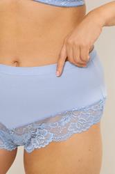 YOURS Plus Size Blue Hi Shine Lace Full Brief | Yours Clothing 4
