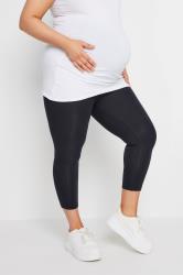 BUMP IT UP MATERNITY Plus Size Navy Blue Stretch Cropped Leggings | Yours Clothing 3
