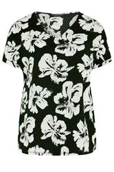 EVANS Curve Black Floral V-Neck Top