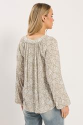 LTS Tall Natural Brown Floral Crinkle Blouse | Long Tall Sally  2
