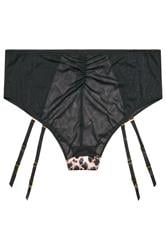YOURS Plus Size Black Leopard Mesh Suspender Briefs | Yours Clothing 6
