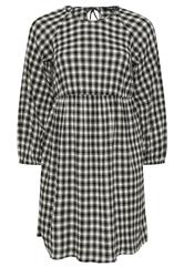 YOURS Curve Black Check Textured Smock Dress