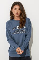 LTS Tall Blue 'NY 1969' Slogan Sweatshirt | Long Tall Sally 1