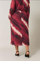 EVANS Plus Size Burgundy Red Abstract Print Mesh Midi Skirt | Evans  2