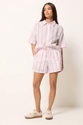 PixieGirl Petite Women's Pink Stripe Linen Shorts | PixieGirl 2