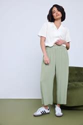 PixieGirl Petite Women's Sage Green Acid Wash Cropped Trousers | PixieGirl 3