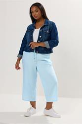 YOURS Plus Size Light Blue Wide Leg Linen Culottes | Yours Clothing 1