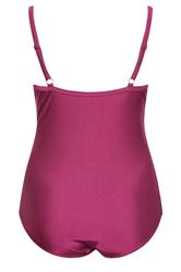YOURS Plus Size Burgundy Red Super Sculpt Crossover Swimsuit | Yours Clothing 9
