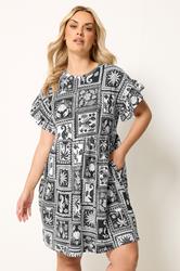 YOURS Plus Size Black Mixed Shell Tunic Dress | Yours Clothing 3