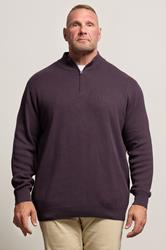 BadRhino Big & Tall Plum Purple Milano Quarter Zip Jumper | BadRhino 3