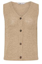 LTS Tall Natural Brown Button Knitted Vest Top