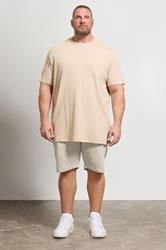 D555 Big & Tall Stone Brown Elasticated Waist Shorts | BadRhino 1