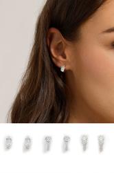 YOURSET 3 PACK Silver Tone Stone Hoop Earrings | Yours Clothing 1