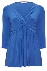 YOURS LONDON Curve Blue Knot Detail Front Top