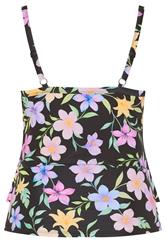 YOURS Plus Size Black Pastel Floral Tankini Top | Yours Clothing 6