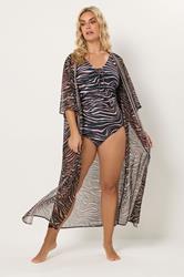 YOURS Plus Size Black Animal Chiffon Kimono | Yours Clothing 4