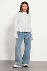 PixieGirl Petite Women's White Shirred Peplum Smock Top | PixieGirl 2