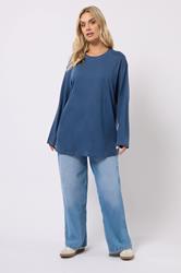 YOURS Plus Size Navy Blue Seam Detail Skater Top | Yours Clothing 1