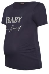 BUMP IT UP MATERNITY Curve Navy Blue 'Baby On Board' Slogan T-shirt