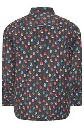 D555 Big & Tall Navy Blue Guitar Print Shirt | BadRhino 4