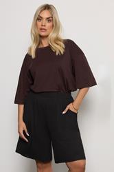 YOURS Plus Size Black Jersey Pull On Shorts | Yours Clothing 3