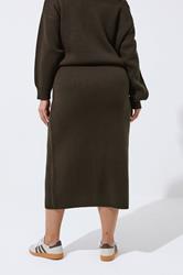 LIMITED COLLECTION Plus Size Chocolate Brown Knitted Skirt | Yours Clothing 2