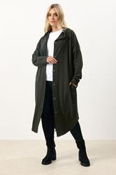 YOURS Plus Size Khaki Green Button Through Hooded Jacket | Yours Clothing 3