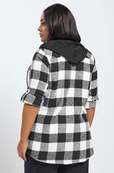 YOURS Plus Size Black Hooded Check Shirt | Yours Clothing 2