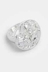 Silver Tone Statement Crystal Stretch Ring | Yours Clothing 3
