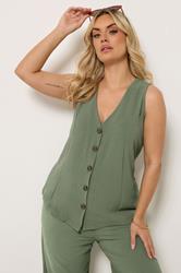 YOURS Plus Size Khaki Green Waistcoat | Yours Clothing 3