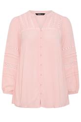 YOURS Curve Pink Crochet Notch Neck Top