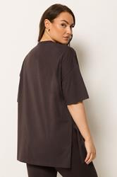 YOURS Plus Size Chocolate Brown Longline T-Shirt | Yours Clothing 4