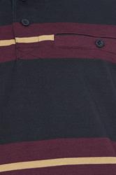 KAM Navy Blue Striped Short Sleeve Rugby Polo Shirt | BadRhino 2